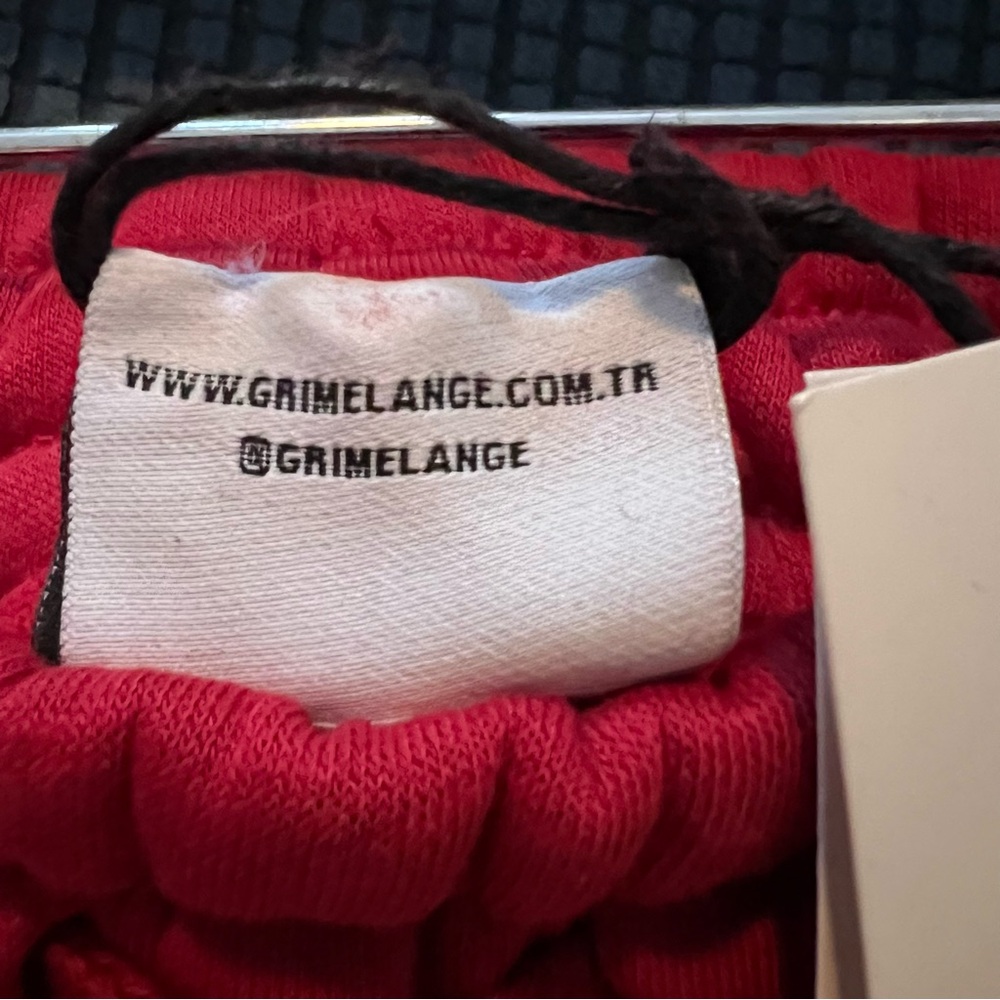 Red Wide Leg Joggers Grimelange Turkish brand. 60% Cotton blend Size S. NWT. - Picture 13 of 14